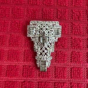 Vintage Coro Art Deco Fur Clip Rhinestone Brooch Pat 1852188 1930s